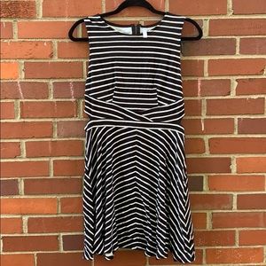 Xhilaration black and white striped open side midi knit dress- M